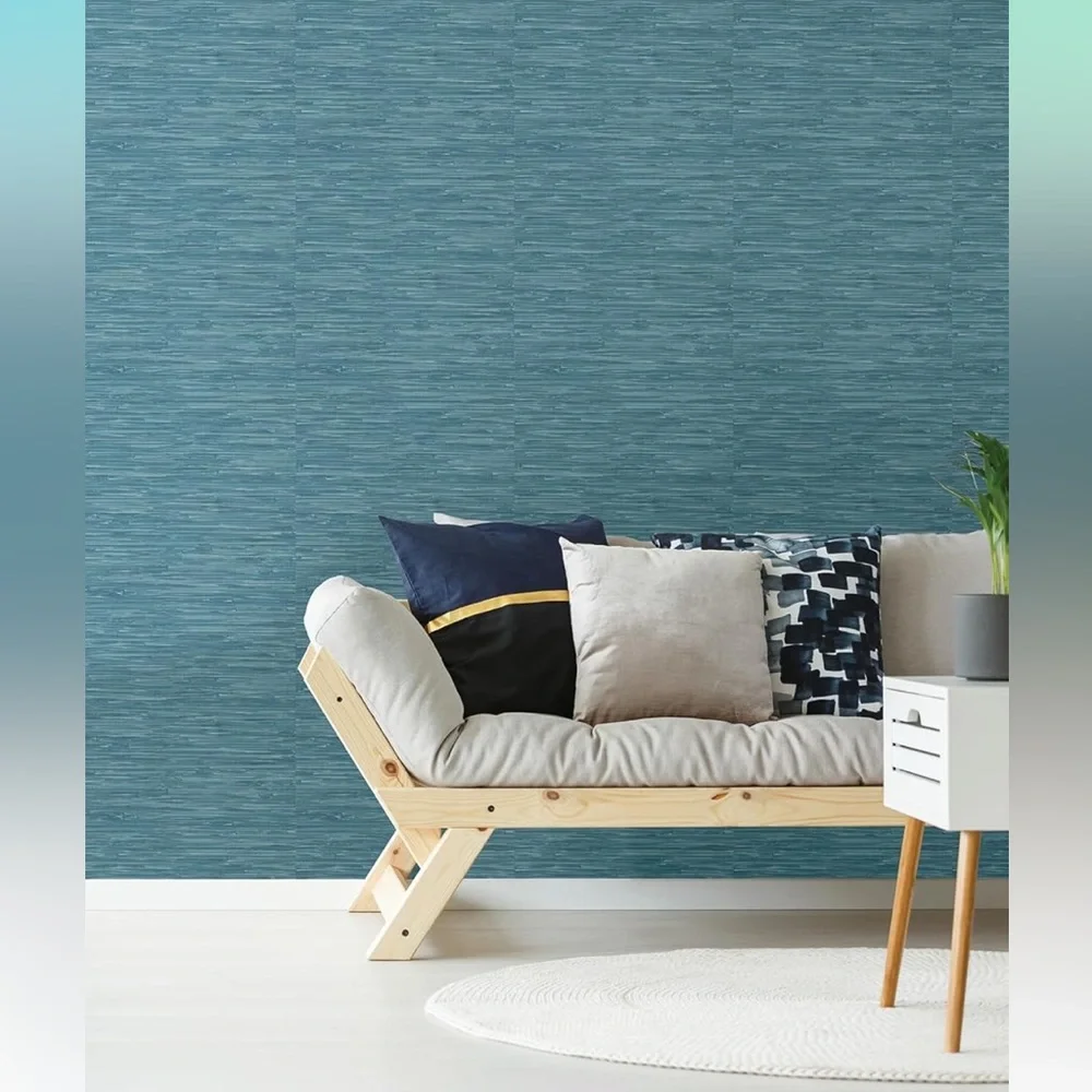 🔥NUWALLPAPER Textured Surface Grassweave Steel Blue NU2874 Peel & Stick NIOB